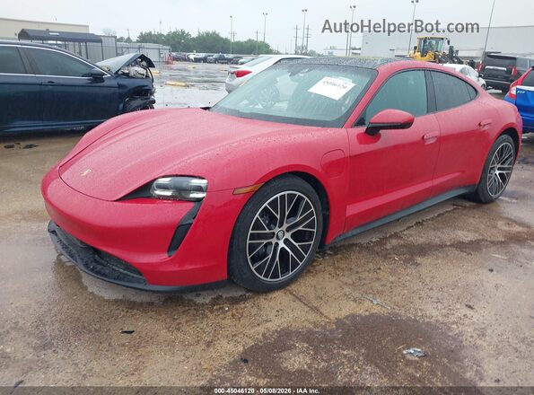 WP0AA2Y14NSA10412 2022 PORSCHE TAYCAN Red წინა მარცხენა ხედი სამი მეოთხედიდან