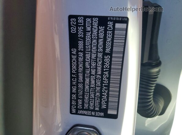 WP0AA2Y16PSA13685 2023 PORSCHE TAYCAN White Widok komory silnika