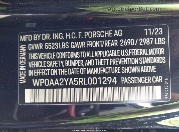 WP0AA2YA5RL001294 2024 PORSCHE PANAMERA Black 