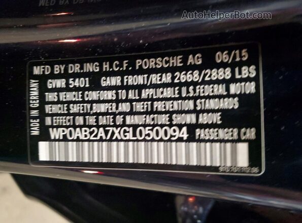WP0AB2A7XGL050094 2016 PORSCHE PANAMERA Blue 