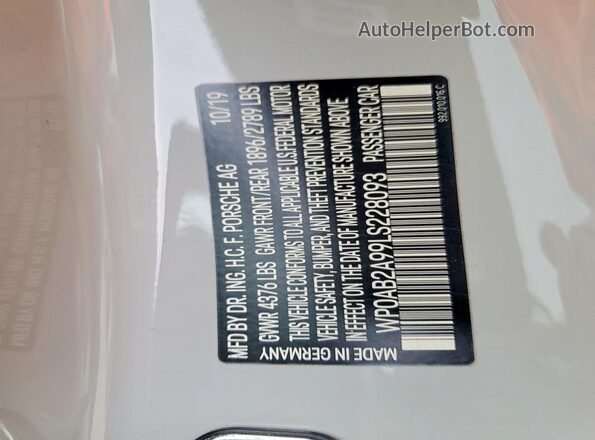 WP0AB2A99LS228093 2020 PORSCHE 911 Gray Вид підкапотного простору
