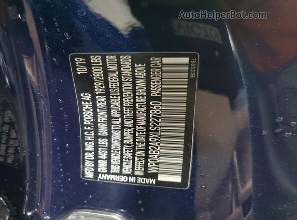 WP0AB2A9XLS227860 2020 PORSCHE 911 Blue Engine compartment view