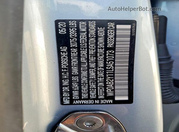 WP0AB2Y11LSA51073 2020 PORSCHE TAYCAN Silver ძრავის განყოფილების ხედი