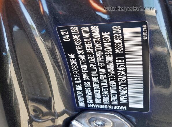 WP0AB2Y15MSA45181 2021 PORSCHE TAYCAN Gray Engine compartment view