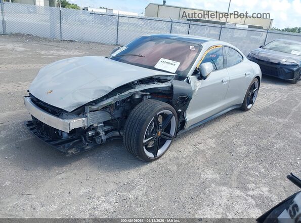 WP0AC2Y14NSA54727 2022 PORSCHE TAYCAN Gray წინა მარცხენა ხედი სამი მეოთხედიდან