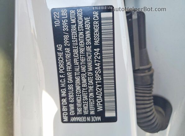 WP0AD2Y18PSA47294 2023 PORSCHE TAYCAN White 