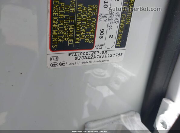 WP0AE2A78JL127768 2018 PORSCHE PANAMERA White Widok komory silnika