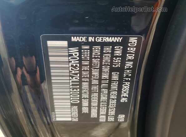 WP0AE2A79LL131010 2020 PORSCHE PANAMERA Black VIN sticker view