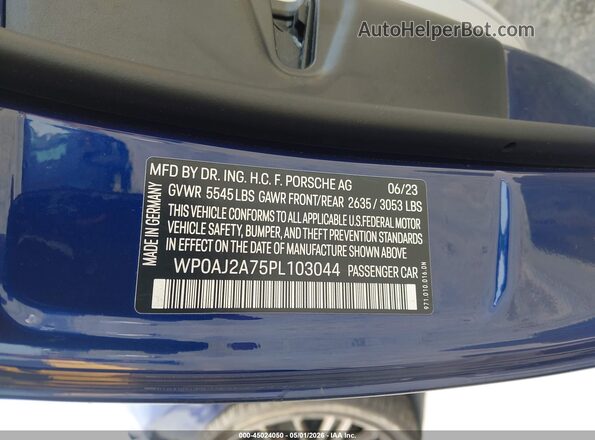 WP0AJ2A75PL103044 2023 PORSCHE PANAMERA Blue ძრავის განყოფილების ხედი