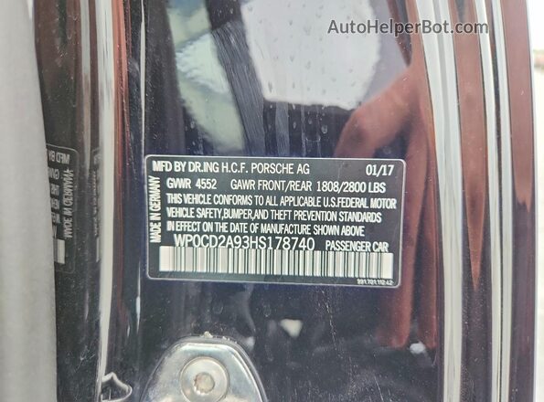 WP0CD2A93HS178740 2017 PORSCHE 911 Black 