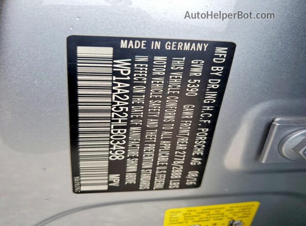 WP1AA2A52HLB03498 2017 PORSCHE MACAN Gray 