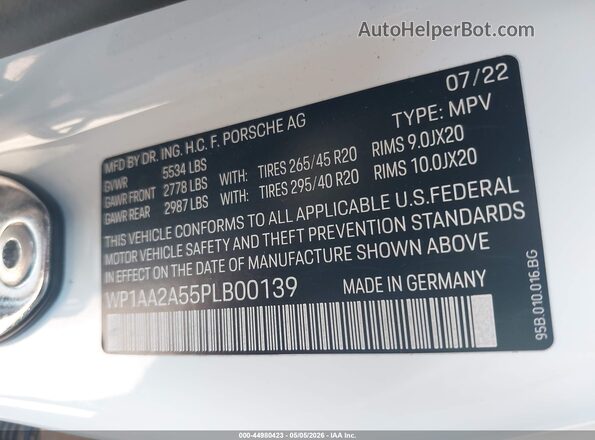 WP1AA2A55PLB00139 2023 PORSCHE MACAN Белый Вид подкапотного пространства