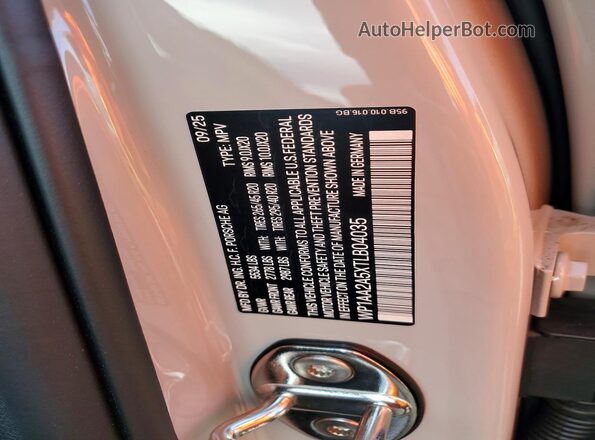 WP1AA2A5XTLB04035 2026 PORSCHE MACAN Gray VIN կոդի պիտակի տեսք