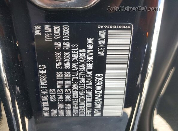 WP1AA2AY4KDA06508 2019 PORSCHE CAYENNE Black Вид підкапотного простору