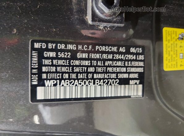 WP1AB2A50GLB42702 2016 PORSCHE MACAN Gray Widok naklejki z numerem VIN