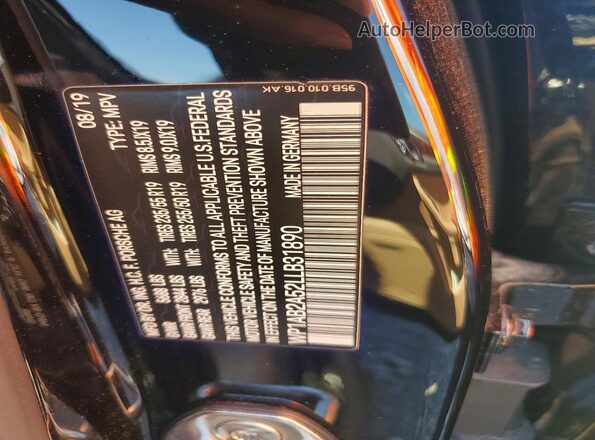 WP1AB2A52LLB31890 2020 PORSCHE MACAN Черный Вид подкапотного пространства
