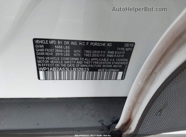 WP1AB2A53LLB32823 2020 PORSCHE MACAN White ძრავის განყოფილების ხედი