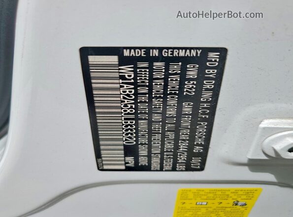 WP1AB2A58JLB33320 2018 PORSCHE MACAN White Սալոնի 360 աստիճան տեսք