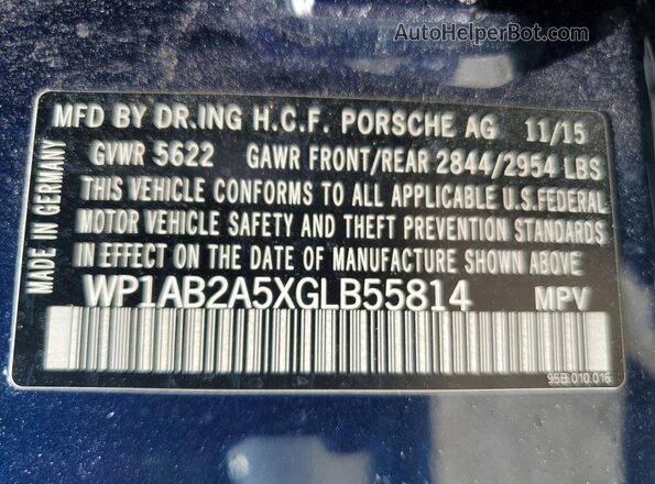 WP1AB2A5XGLB55814 2016 PORSCHE MACAN Blue 