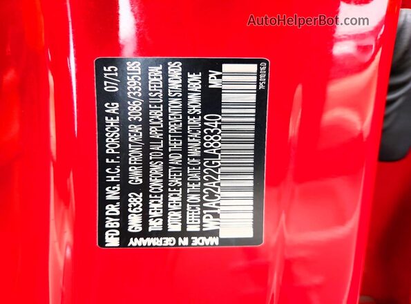 WP1AC2A22GLA88340 2016 PORSCHE CAYENNE Red 