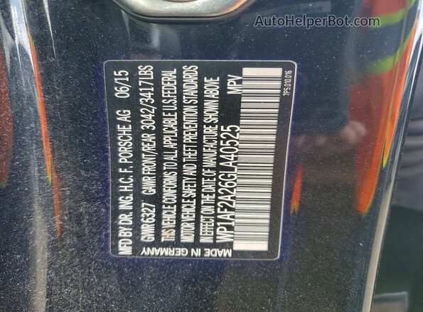 WP1AF2A26GLA40525 2016 PORSCHE CAYENNE Black Vista de la etiqueta del VIN