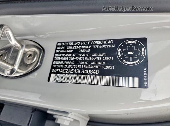 WP1AG2A54SLB40848 2025 PORSCHE MACAN Gray 