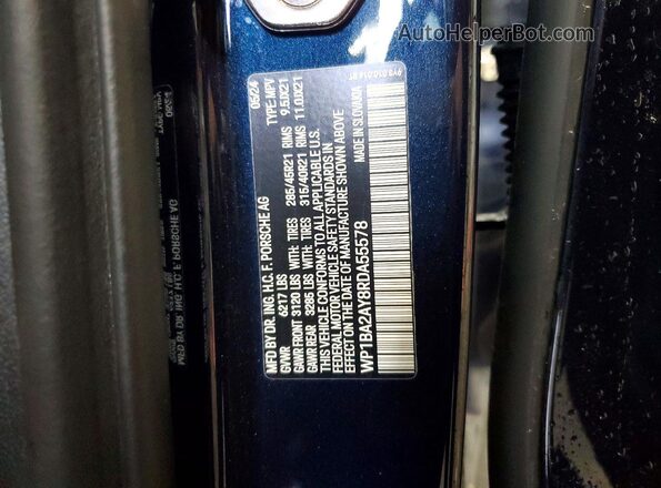 WP1BA2AY8RDA55578 2024 PORSCHE CAYENNE Blue VIN კოდის სტიკერის ხედი