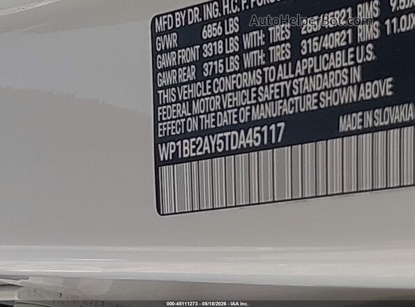 WP1BE2AY5TDA45117 2026 PORSCHE CAYENNE Белый Вид подкапотного пространства