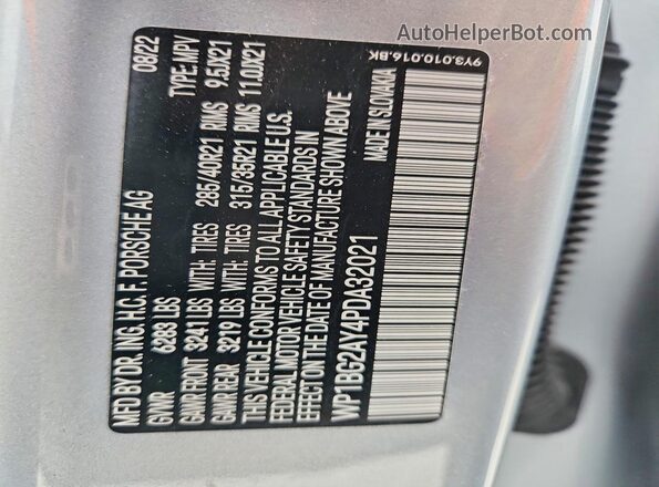 WP1BG2AY4PDA32021 2023 PORSCHE CAYENNE Silver სალონის 360-გრადუსიანი ხედი