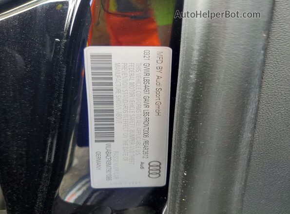 WUABACFX9M7901086 2021 AUDI R8 Black Vista de la etiqueta del VIN