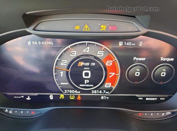 WUABWGFFXLA903351 2020 AUDI RS3 Black Instrument cluster view