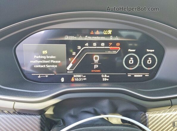 WUANWAF50MA902034 2021 AUDI RS5 White ხელსაწყოთა პანელის ხედი