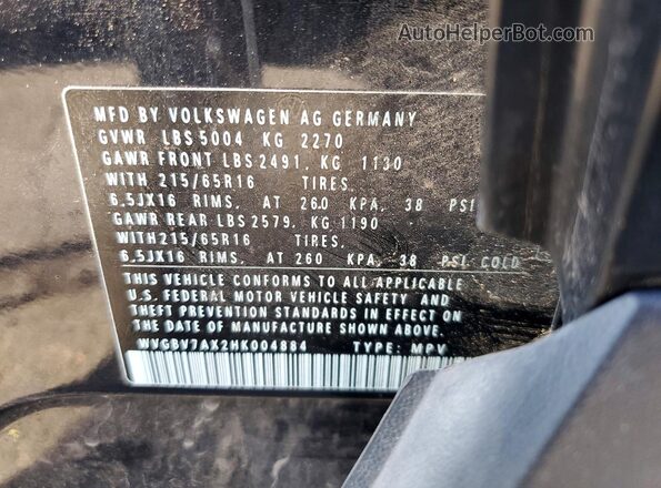 WVGBV7AX2HK004884 2017 VOLKSWAGEN TIGUAN Black 