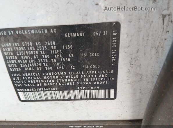 WVGKMPE21MP040807 2021 VOLKSWAGEN ID.4 White 