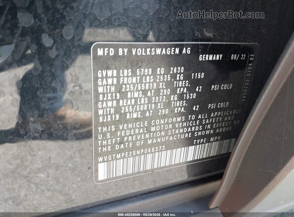 WVGTMPE25NP068373 2022 VOLKSWAGEN ID.4 Black Շարժիչի բաժամունքի տեսք