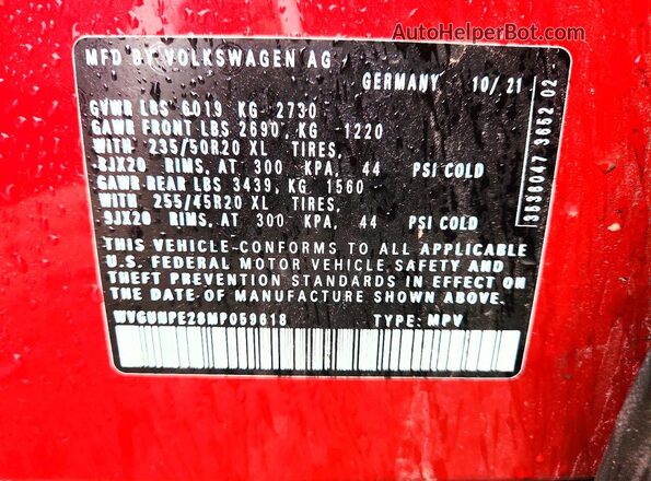 WVGUNPE28MP059618 2021 VOLKSWAGEN ID.4 Red 