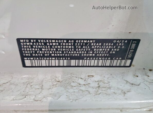 WVW2A7CD8RW216010 2024 VOLKSWAGEN GTI White 