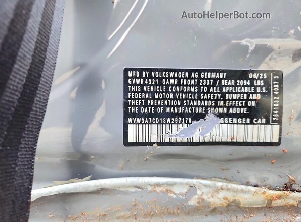 WVW3A7CD1SW257170 2025 VOLKSWAGEN GTI Gray 