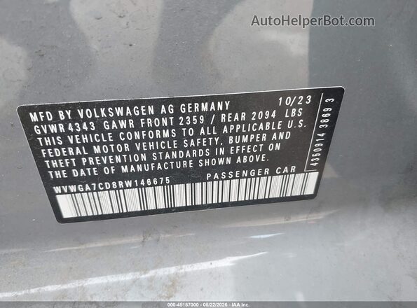 WVWGA7CD8RW146675 2024 VOLKSWAGEN GOLF Gray Շարժիչի բաժամունքի տեսք