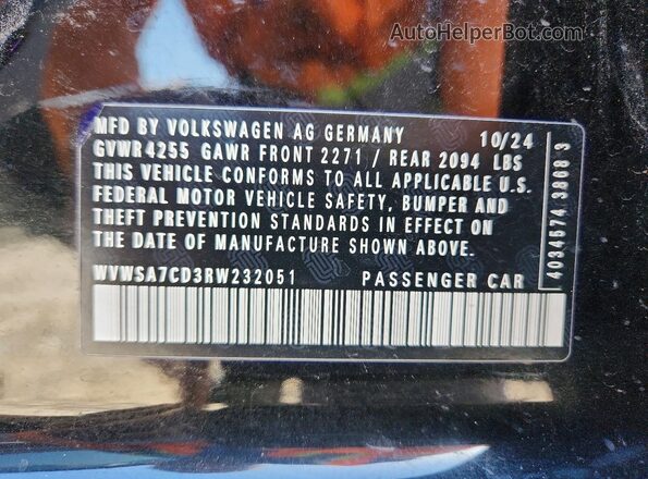 WVWSA7CD3RW232051 2024 VOLKSWAGEN GTI Black 