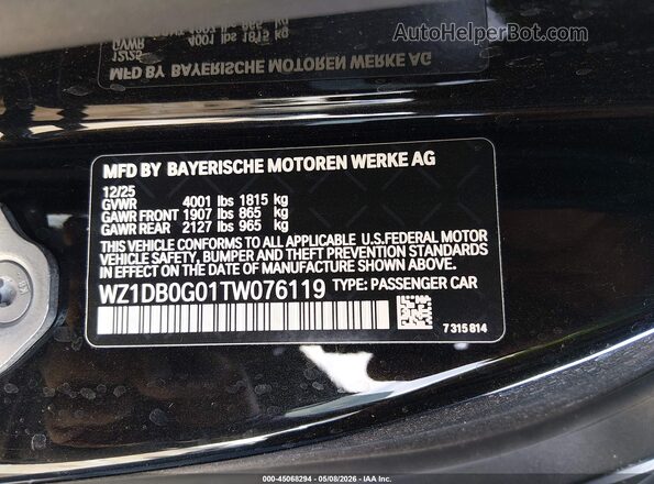 WZ1DB0G01TW076119 2026 TOYOTA GR SUPRA Black Vista del compartimento del motor