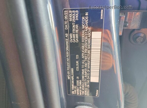 YSMFE3KA8RL213989 2024 POLESTAR 2 Gray VIN sticker view