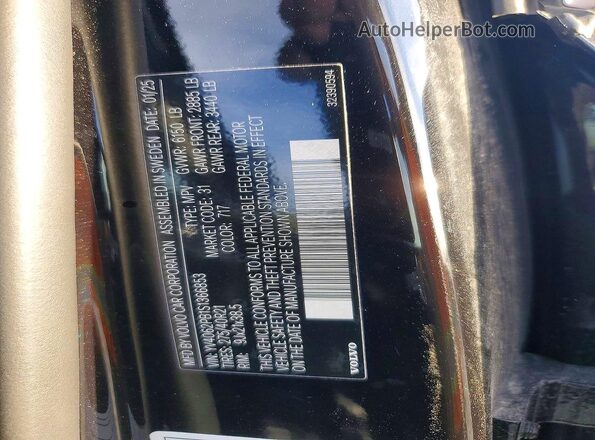YV4062PB1S1366853 2025 VOLVO XC90 Black VIN კოდის სტიკერის ხედი