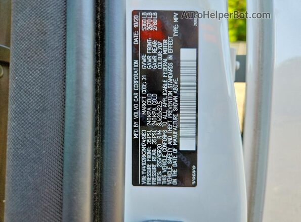 YV4102RK2M1741963 2021 VOLVO XC60 White 