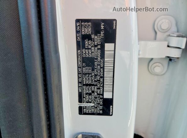 YV4A22PL4H1106495 2017 VOLVO XC90 White Widok naklejki z numerem VIN