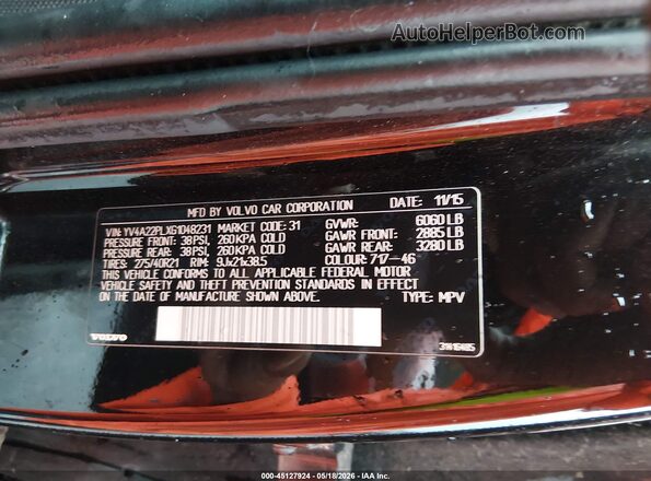 YV4A22PLXG1048231 2016 VOLVO XC90 Black Engine compartment view