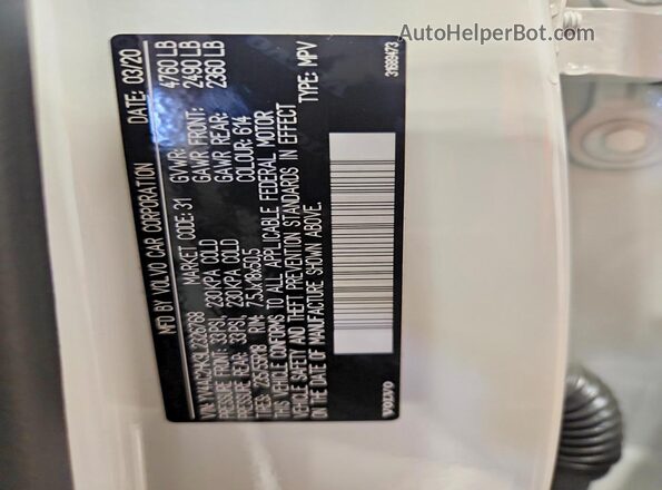 YV4AC2HK9L2326768 2020 VOLVO XC40 Белый 