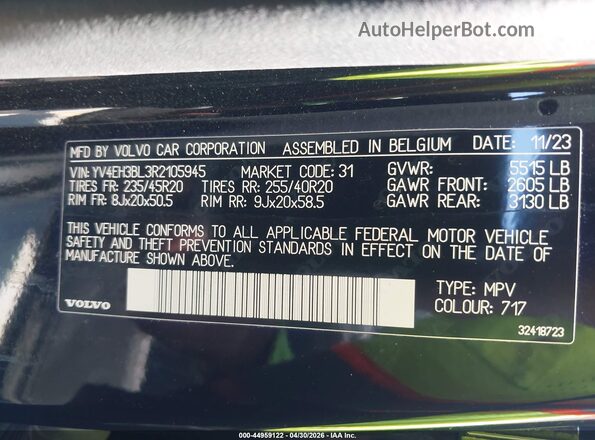 YV4EH3BL3R2105945 2024 VOLVO C40 RECHARGE PURE ELECTRIC Black Engine compartment view