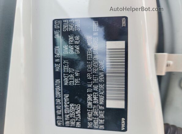 YV4L12DV1P1211740 2023 VOLVO XC60 White Vista interior de 360 grados