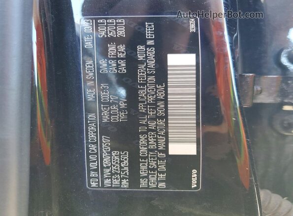 YV4L12RN7P1375177 2023 VOLVO XC60 Черный Вид наклейки с VIN-кодом